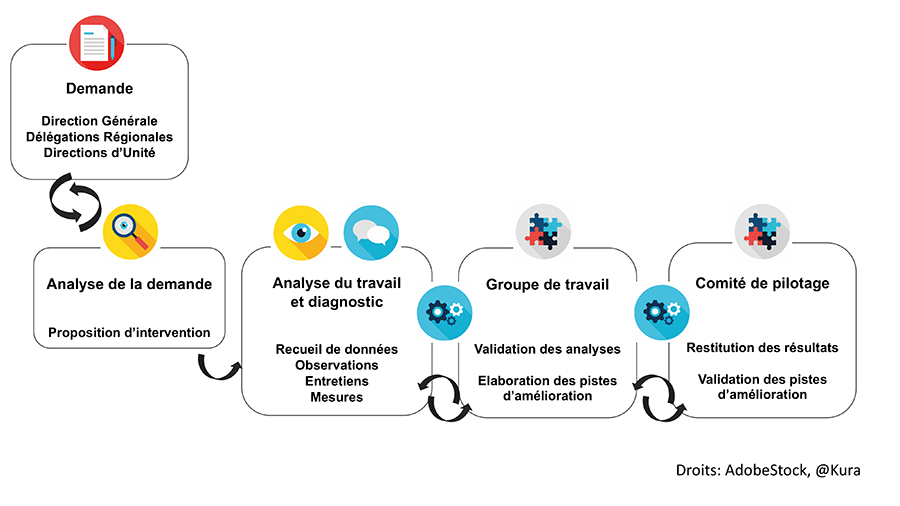 Illustration du process de l'intervention ergonomique